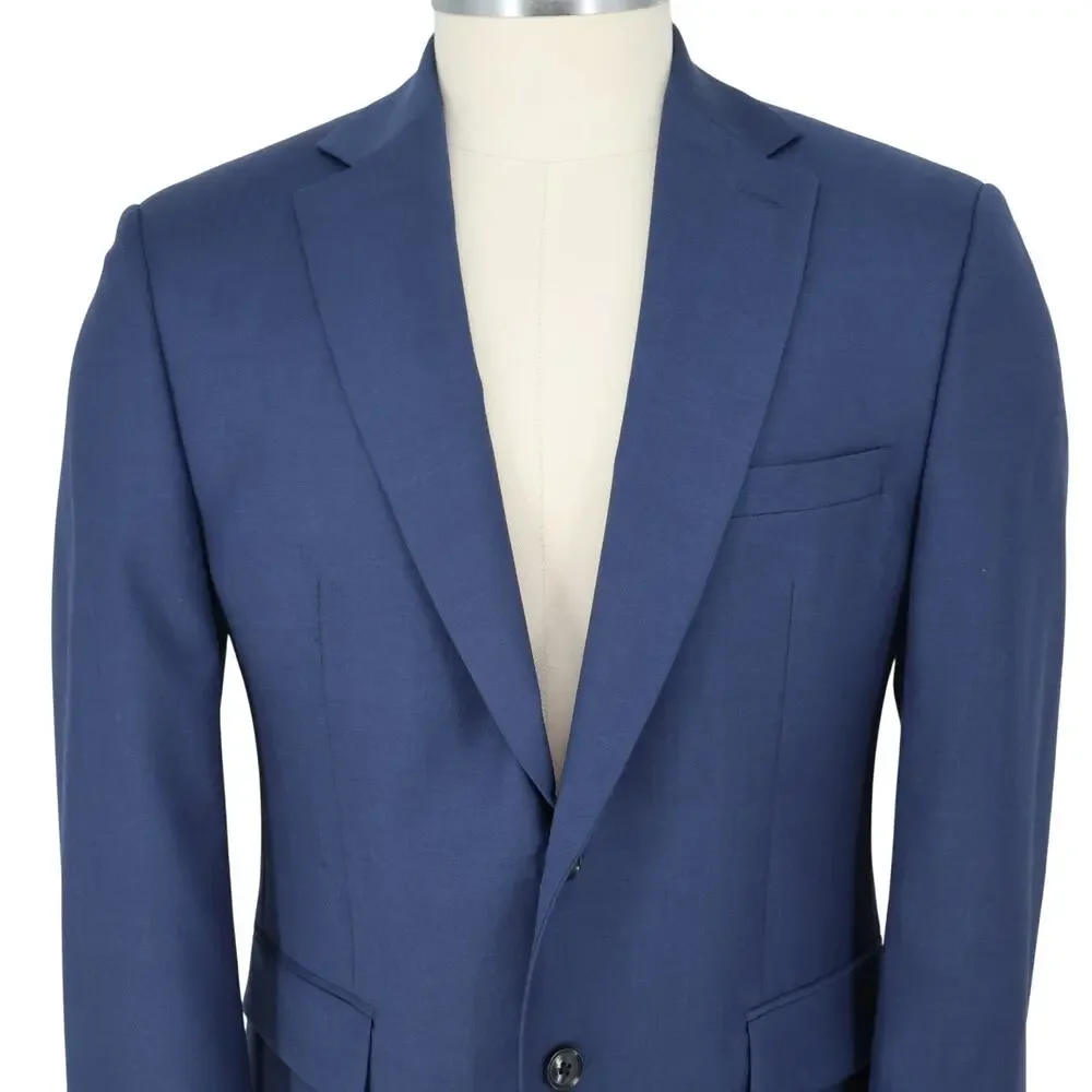 Calvin Klein Sport Coat Mens 42S Blue Wool Lined Blazer Jacket Preppy Career
